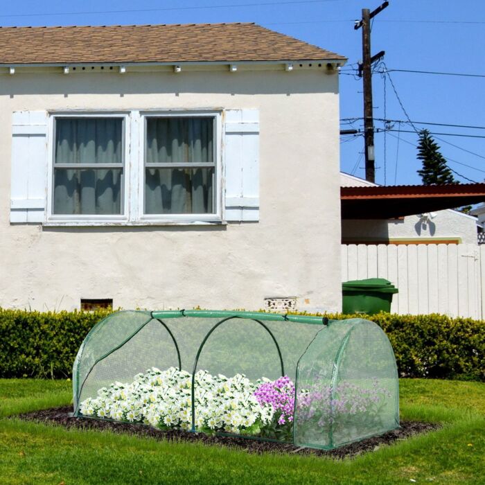 Outsunny Tunnel Greenhouse Green Grow House For Garden Outdoor, Steel Frame, Pe Cover, Green, 200 X 100 X 80cm