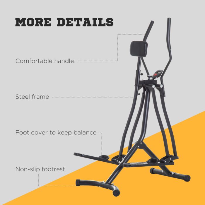 Homcom Air Walker Glider Home Gym Cross Trainer Fitness Exercise Machine With Lcd Monitor