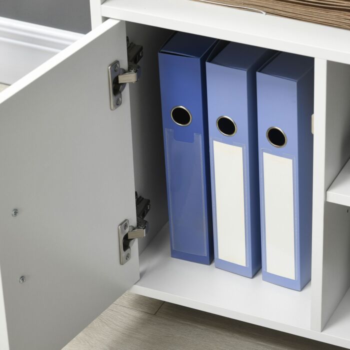 Homcom Multi-storage Printer Stand Unit Office Desk Side Mobile Storage W/ Wheels Modern Style 60l X 50w X 65.5h Cm - White