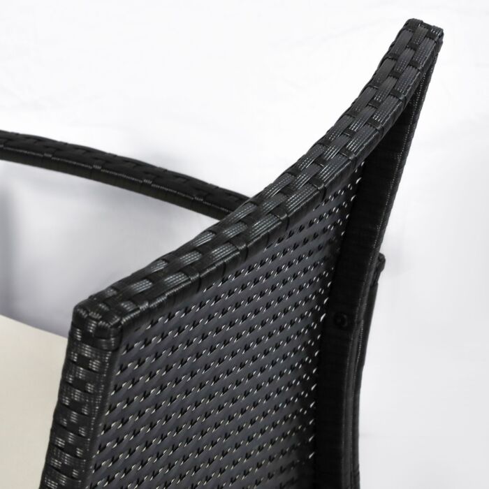 Outsunny 4-seater Rattan Garden Furniture Set Black Cream Outdoor Patio Wicker Weave Chairs Table Conservatory Seaters Bistro Set