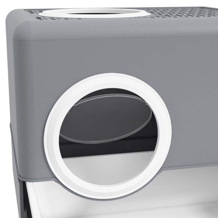 Pawhut Cat Litter Box Enclosed With Lid Front Entry Top Exit, Drawer Tray, Scoop, 52l X 41w X 38.5hcm - Grey