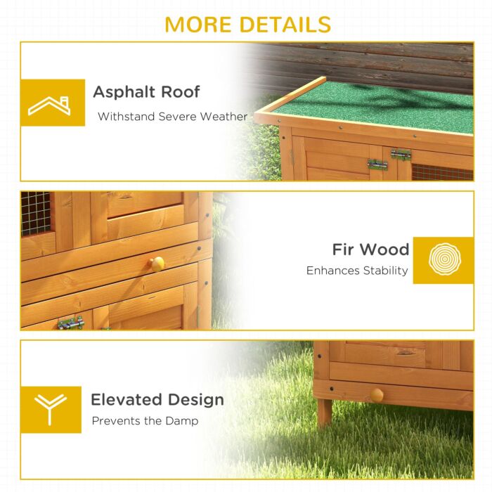 Pawhut Wooden Rabbit Hutch 2 Tiers Bunny House Rabbit Cage W/ Slide-out Tray And Hinged Opening Roof Small Animal House For Indoor