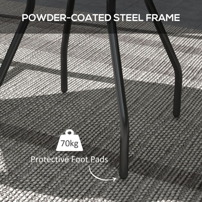 Outsunny Tempered Glass Top Garden Table With Glass Printed Design, Steel Frame, Foot Pads For Porch, Multicolour