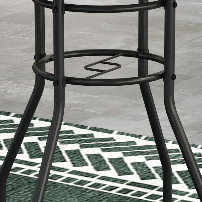 Outsunny Tempered Glass Top Garden Table With Glass Printed Design, Steel Frame, Foot Pads For Porch, Multicolour