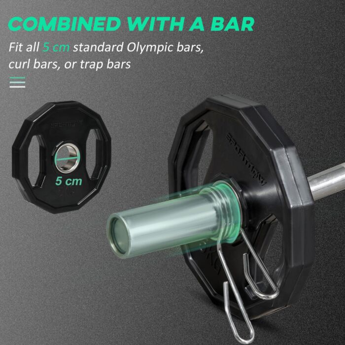Sportnow Olympic Weight Plates Set, Metal And Rubber Bumper Plates Weights Discs With 2"/5cm Holes, For Home Gym Weight Lifting Strength Training, 2 X 5kg, Black