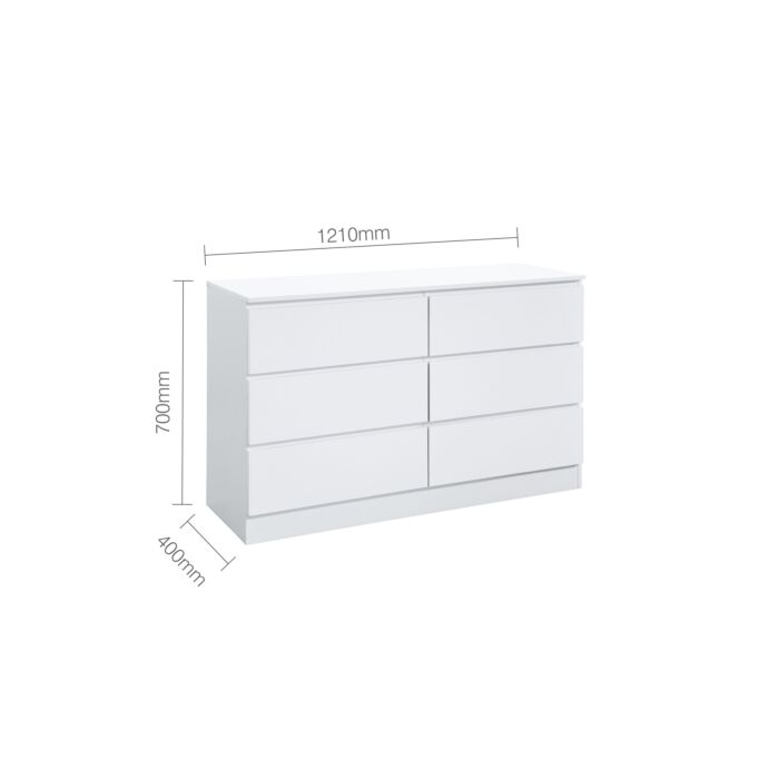 Oslo 6 Drawer Chest White