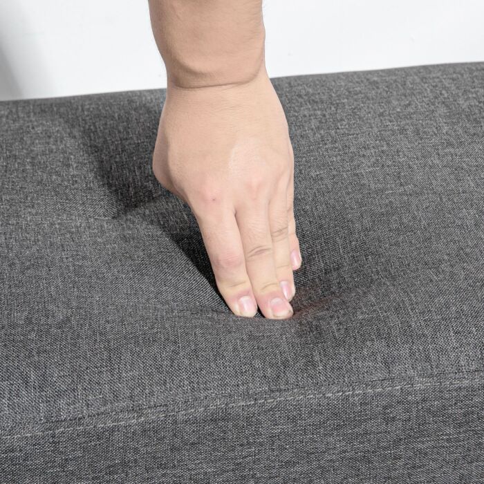 Homcom Multifunctional Bed End Bench Tufted Upholstered Shoe Bench Ottoman Footstool Linen Fabric Living Room Grey