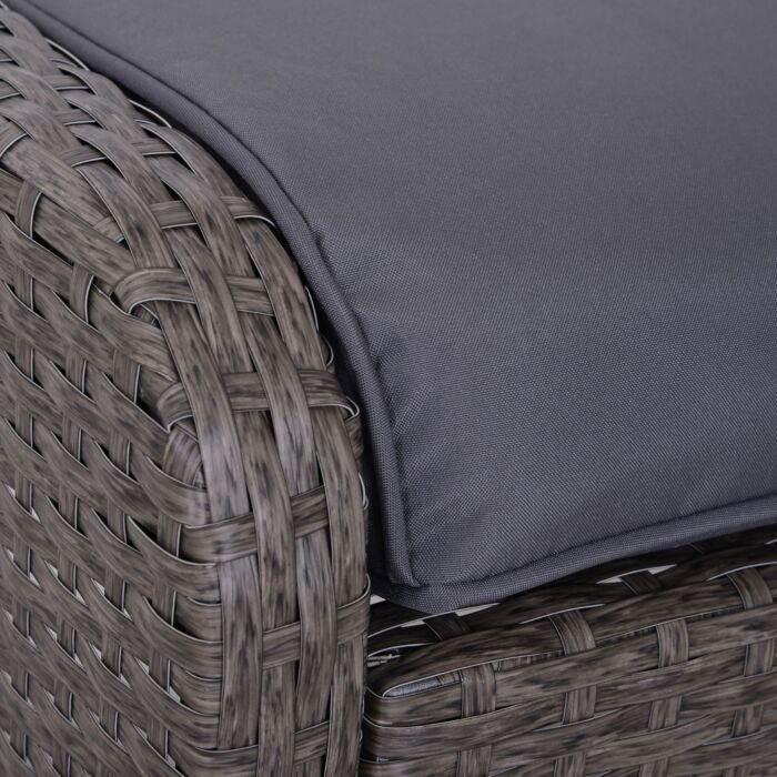 Outsunny 2 Seater Rattan Garden Furniture Set Wicker Weave Sofa Chair With Footstool And Coffee Table Thick Cushions Dark Grey