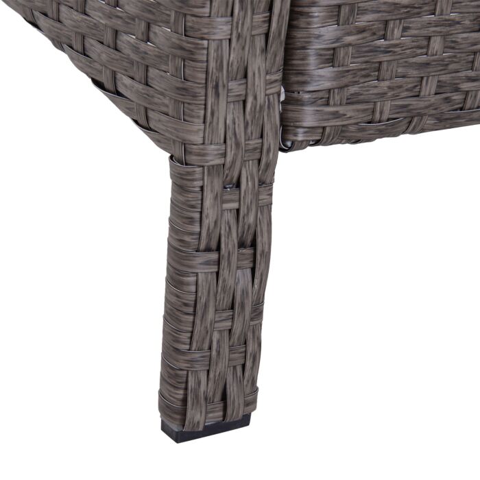 Outsunny 2 Seater Rattan Garden Furniture Set Wicker Weave Sofa Chair With Footstool And Coffee Table Thick Cushions Dark Grey