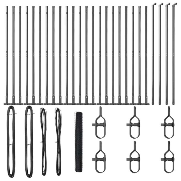 Vidaxl Hexagon Fence Grey 1.2x50 M Steel, Vidaxl Fence Posts With Base Plates 13 Pcs Ø32mm 68.5cm Galvanised Steel