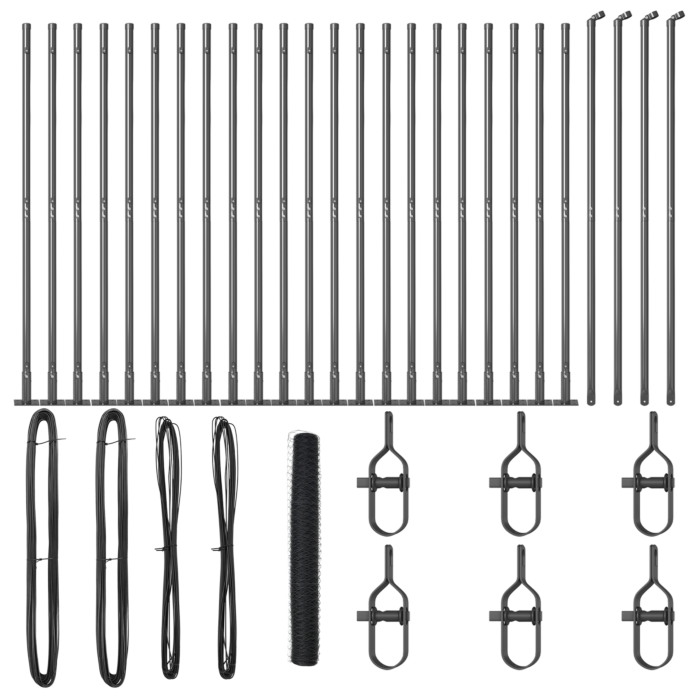 Vidaxl Hexagon Fence Grey 1.2x50 M Steel, Vidaxl Fence Posts With Base Plates 13 Pcs Ø32mm 68.5cm Galvanised Steel