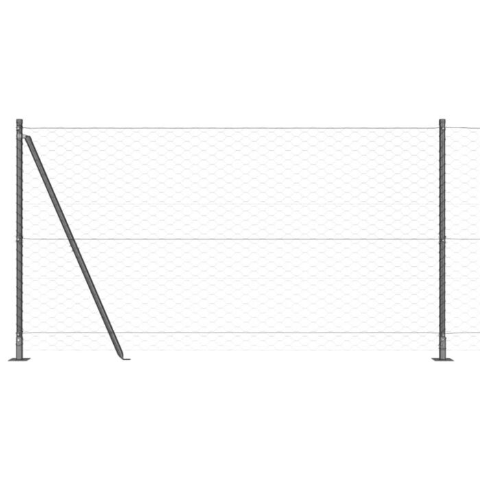 Vidaxl Hexagon Fence Grey 1.2x50 M Steel, Vidaxl Fence Posts With Base Plates 13 Pcs Ø32mm 68.5cm Galvanised Steel