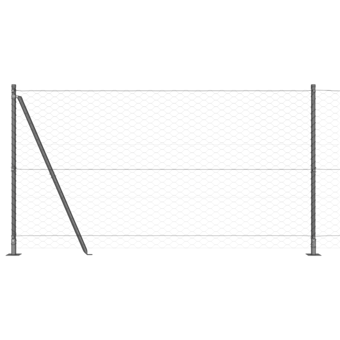 Vidaxl Hexagon Fence Grey 1.2x50 M Steel, Vidaxl Fence Posts With Base Plates 13 Pcs Ø32mm 68.5cm Galvanised Steel