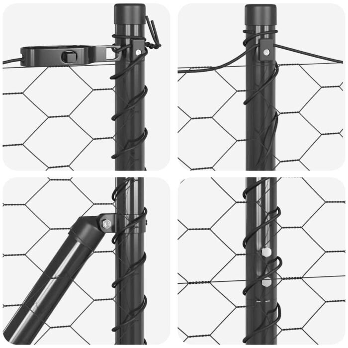 Vidaxl Hexagon Fence Grey 1.2x50 M Steel, Vidaxl Fence Posts With Base Plates 13 Pcs Ø32mm 68.5cm Galvanised Steel