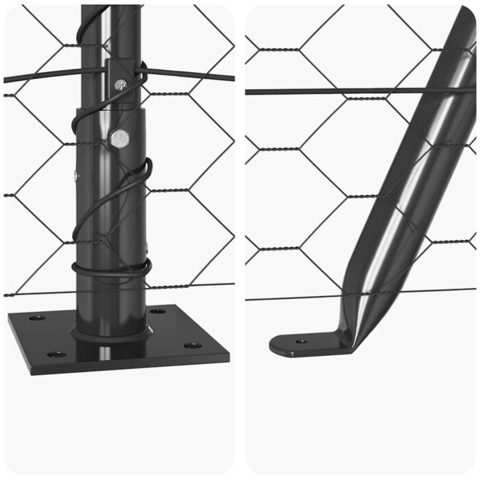 Vidaxl Hexagon Fence Grey 1.2x50 M Steel, Vidaxl Fence Posts With Base Plates 13 Pcs Ø32mm 68.5cm Galvanised Steel