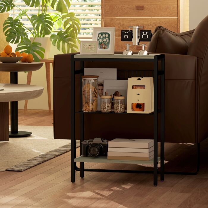 Homcom Three Shelf Industrial Side Table, Grey