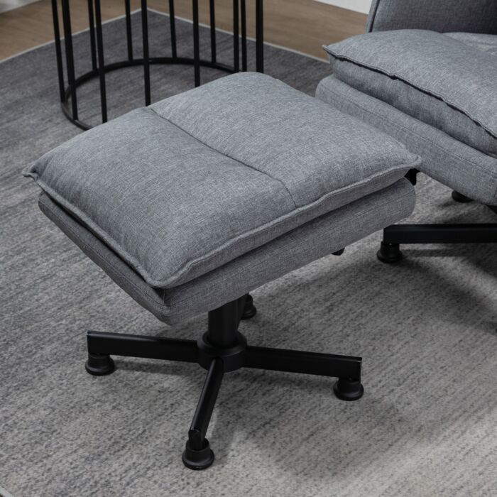 Homcom Swivel Recliner Chair And Footstool, Upholstered Massage Recliner Armchair With Remote Control, Timer And Steel Base, Grey