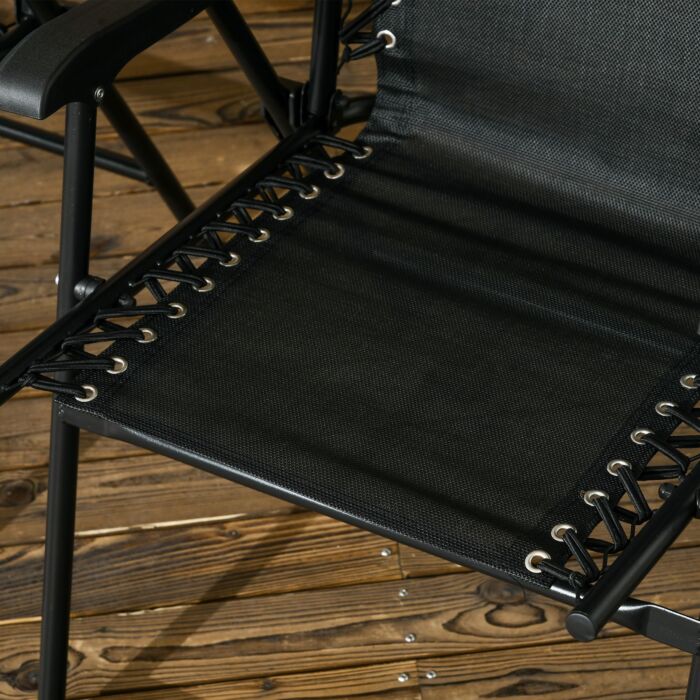 Outsunny 4 Pcs Patio Folding Chair Set, Outdoor Portable Loungers For Camping Pool Beach Deck, Lawn W/ Armrest Steel Frame Black