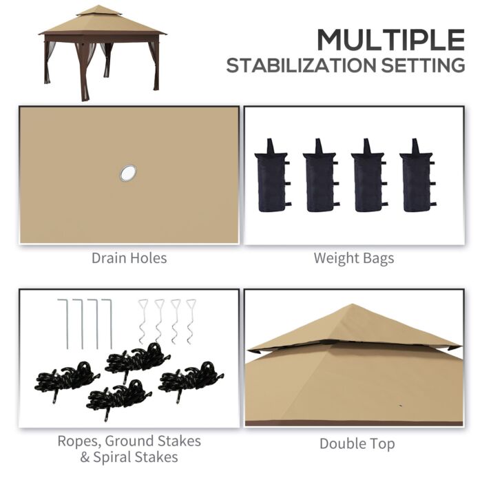 Outsunny 3 X 3(m) Pop Up Gazebo With Mosquito Netting, Easy Up Marquee Party Tent With 1-button Push, Carry Bag, Sandbags