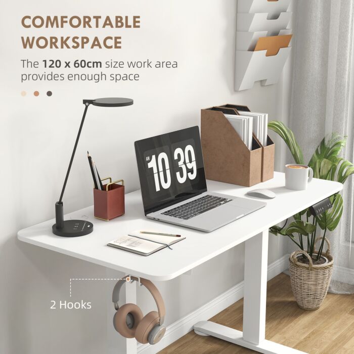 Vinsetto Electric Desk, Height Adjustable Standing Desk With 3 Memory Settings, Collision Avoidance And Overheat Protection