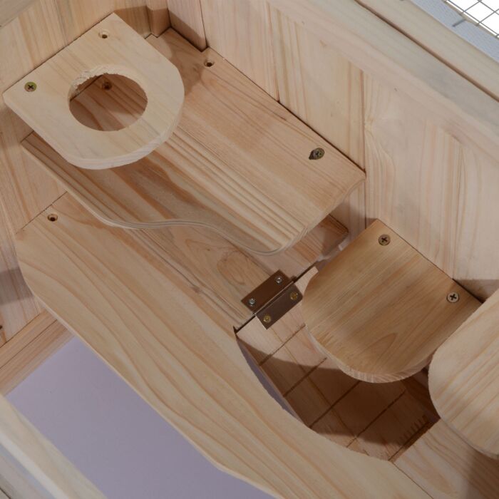 Pawhut Wooden Hamster Cage Small Animal House Pets At Home, 60 X 35 X 42 Cm