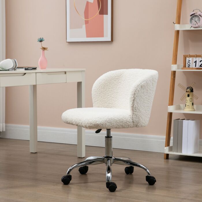 Homcom Office Chair With Adjustable Height And Wheels - White