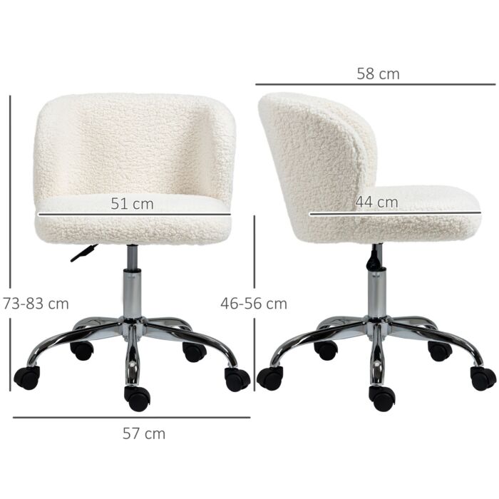 Homcom Office Chair With Adjustable Height And Wheels - White