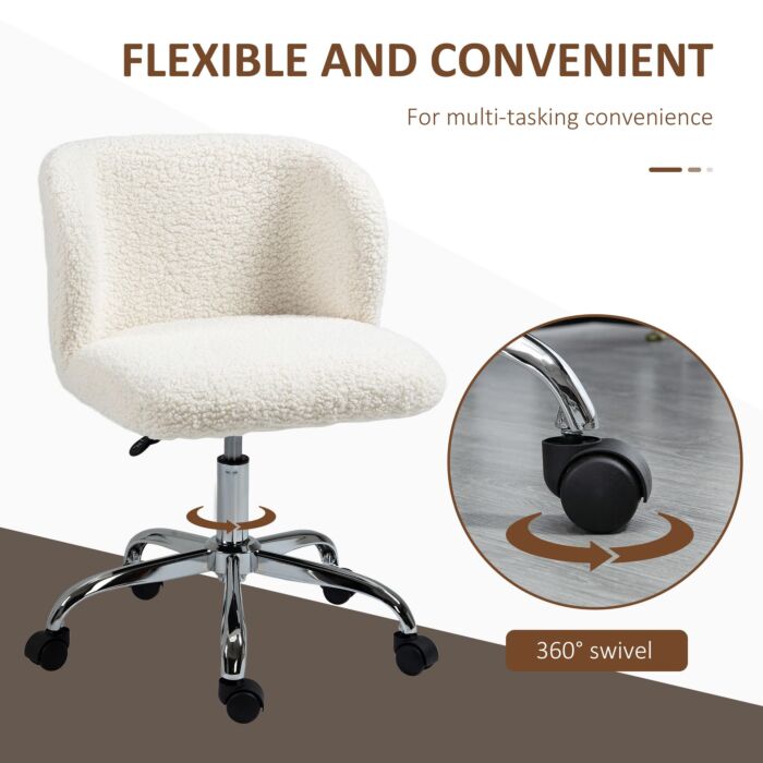 Homcom Office Chair With Adjustable Height And Wheels - White