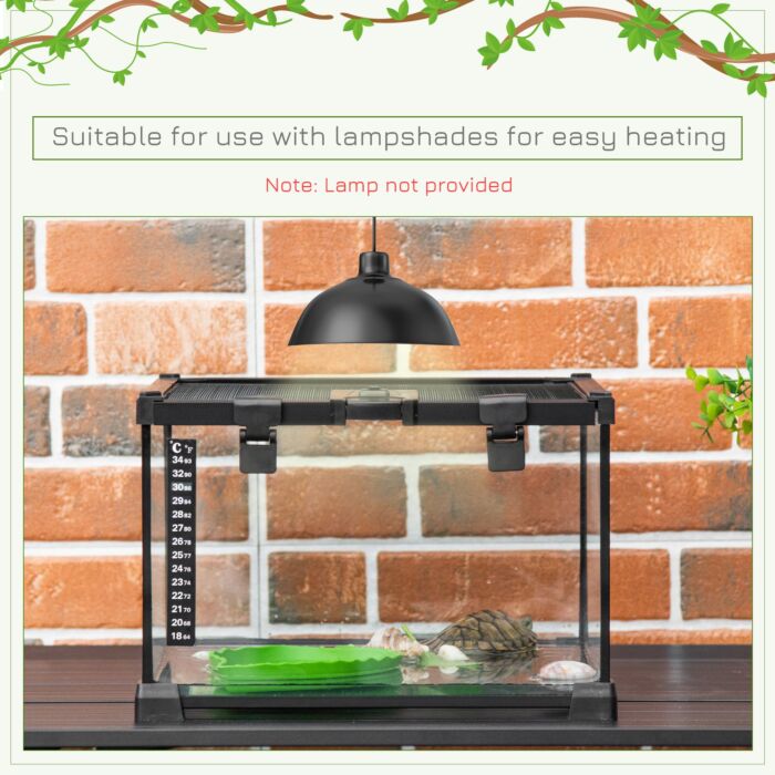 Pawhut 50 X 30 X 25 Cm Reptile Glass Terrarium, Reptile Breeding Tank, Climbing Pet Glass Containers, Arboreal Box, With Strip Patch Thermometer-black
