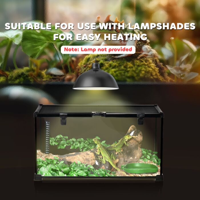 Pawhut 50 X 30 X 25 Cm Reptile Glass Terrarium, Reptile Breeding Tank, Climbing Pet Glass Containers, Arboreal Box, With Strip Patch Thermometer-black