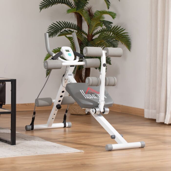 Homcom 2-in-1 Core&abdominal Trainers, Ab Trainer And Sit Up Bench, Core Muscle Trainer W/ Foam Roller, Adjustable Fitness Crunch Machine