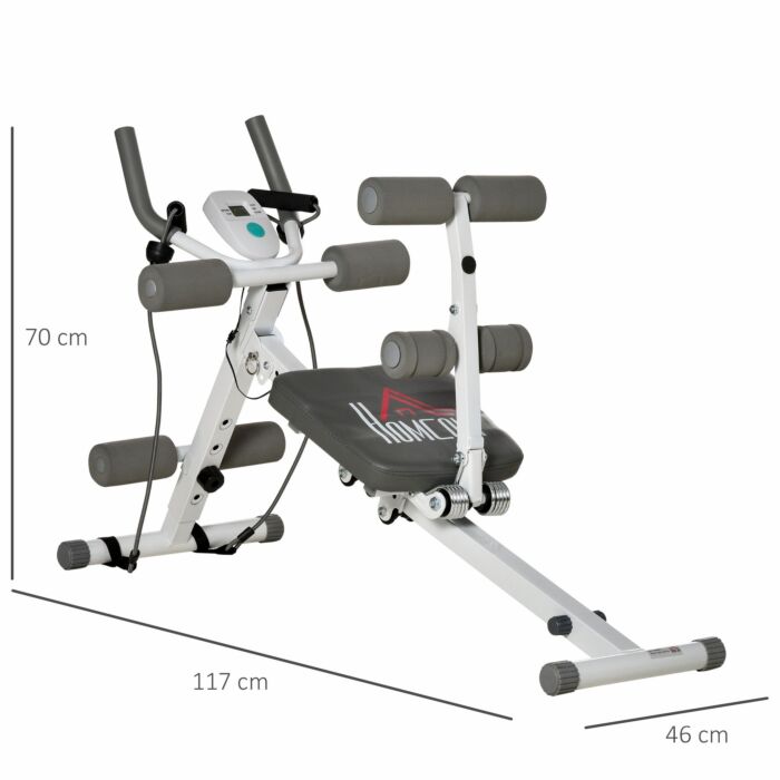 Homcom 2-in-1 Core&abdominal Trainers, Ab Trainer And Sit Up Bench, Core Muscle Trainer W/ Foam Roller, Adjustable Fitness Crunch Machine