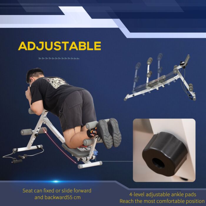 Homcom 2-in-1 Core&abdominal Trainers, Ab Trainer And Sit Up Bench, Core Muscle Trainer W/ Foam Roller, Adjustable Fitness Crunch Machine