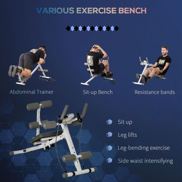 Homcom 2-in-1 Core&abdominal Trainers, Ab Trainer And Sit Up Bench, Core Muscle Trainer W/ Foam Roller, Adjustable Fitness Crunch Machine