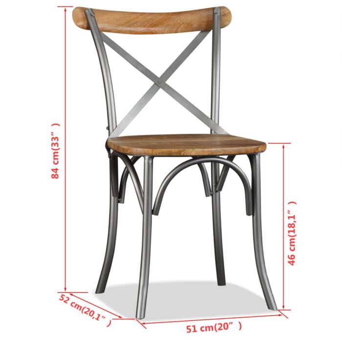 Vidaxl Dining Chairs 4 Pcs Solid Mango Wood And Steel Cross Back