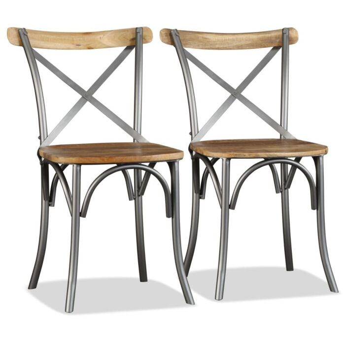 Vidaxl Dining Chairs 4 Pcs Solid Mango Wood And Steel Cross Back