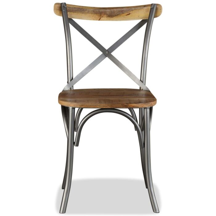 Vidaxl Dining Chairs 4 Pcs Solid Mango Wood And Steel Cross Back