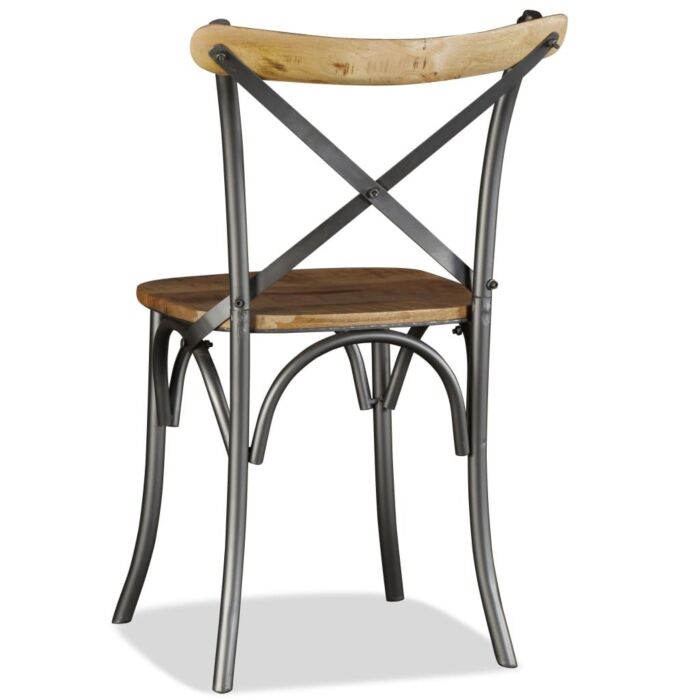 Vidaxl Dining Chairs 4 Pcs Solid Mango Wood And Steel Cross Back