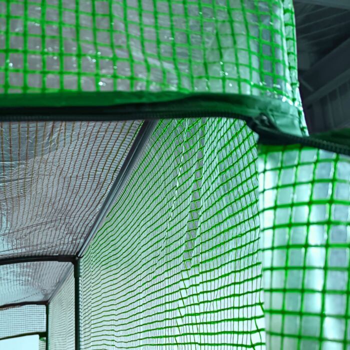 Outsunny Lean To Greenhouses With Windows And Doors 2 Tiers 4 Wired Shelves 200l X 100w X 215hcm Green