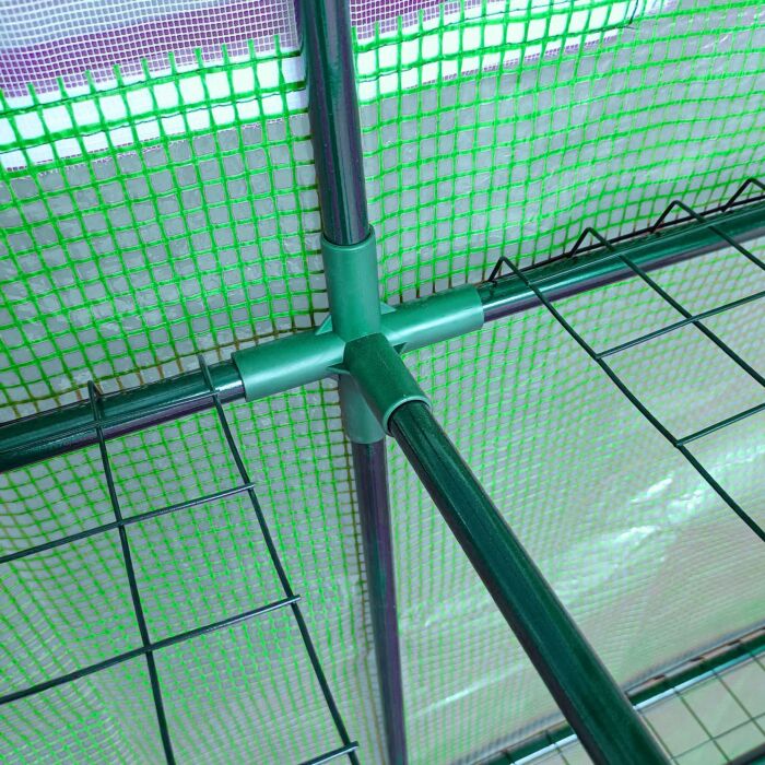 Outsunny Lean To Greenhouses With Windows And Doors 2 Tiers 4 Wired Shelves 200l X 100w X 215hcm Green