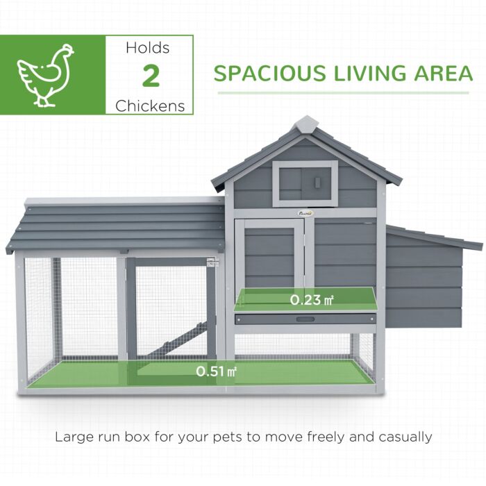 Pawhut Solid Wood Enclosed Outdoor Backyard Chicken Coop Kit With Nesting Box,grey