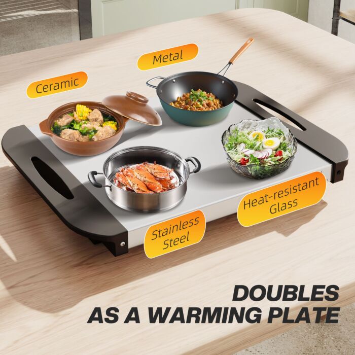 Homcom Electric Food Warmer 4 Tray, 6l Portable Buffet Server And Warming Tray With Lids, Adjustable Temperature Control And Cool Touch Handles, 200w, 2 X 2.5l And 1 X 1l