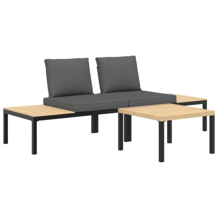 Vidaxl 3 Piece Garden Sofa Set With Cushions Black Aluminium
