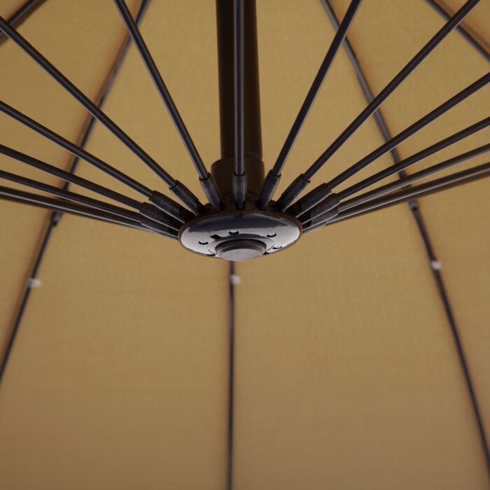 Outsunny 3(m) Cantilever Shanghai Parasol Garden Hanging Banana Sun Umbrella With Crank Handle, 18 Sturdy Ribs And Cross Base, Beige