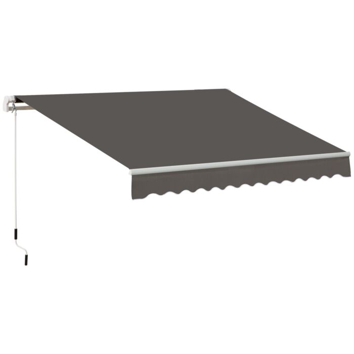 Outsunny Window Awning Canopy Garden Outdoor Shelter Patio Sun Shade Uv Blocker Light Weight Aluminium Frame W/ Hand Crank 3 X 2m Grey