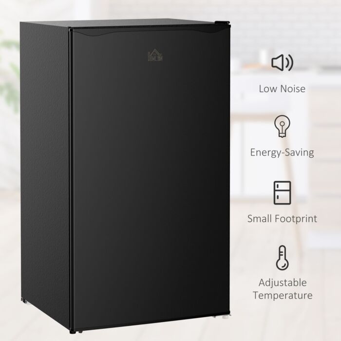 Homcom 91 Litre Freestanding Under Counter Fridge Freezer With Chiller Box, Reversible Door, Adjustable Thermostat, 47.5cm Wide, Noise Level: Decibels 40, Black