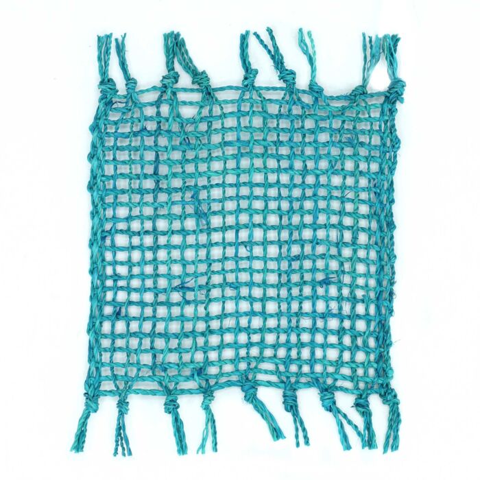 Set Of 4 Seagrass Fringe Natural Coasters - Turquoise