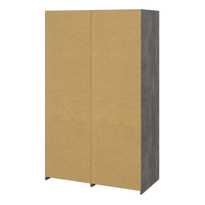 Line Wardrobe With 2 Doors + 2 Drawers In White And Concrete