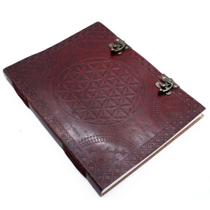 Huge Flower Of Life Leather Book 10x13 (200 Pages)