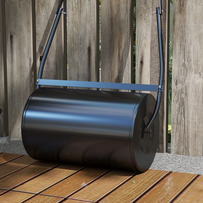 Durhand 38l Heavy Duty Water Or Sand Filled Garden Steel Lawn Roller Drum Φ50cm Black